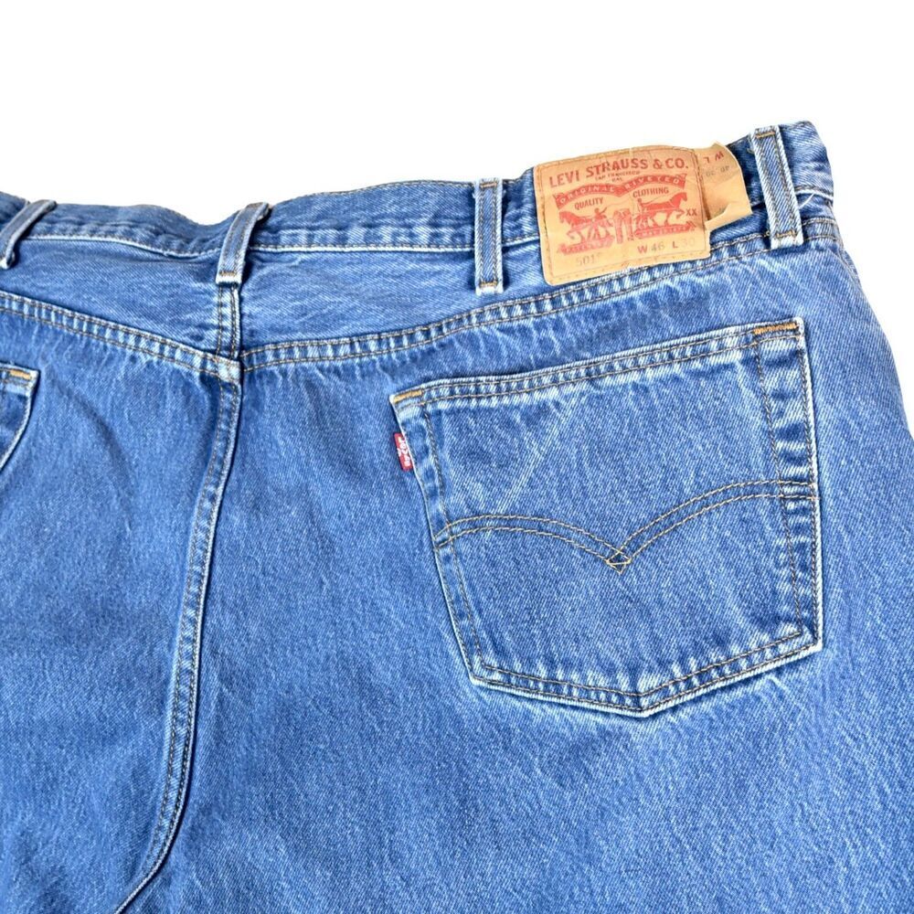 Levi’s 501 Jeans Men’s 46x30 Blue Original Straight Leg Button Fly - Picture 6 of 9